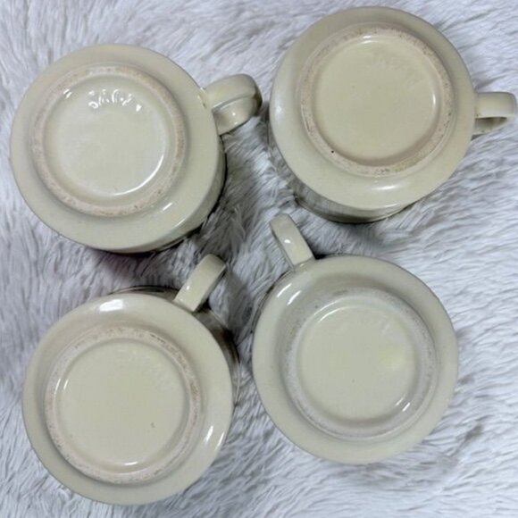 Vintage Set of 4 Vegetable Soup Bowl Stoneware Mugs - Picture 13 of 14